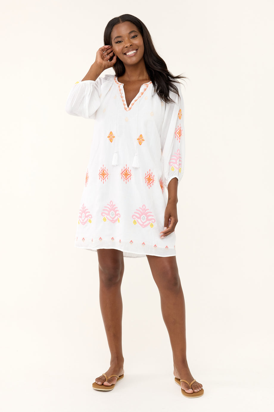 white christmas dresses Fiona Cotton Midi Dress. Simple Retro Womenswear Daily-Vintage Inspired Fashion, White / L main image 0