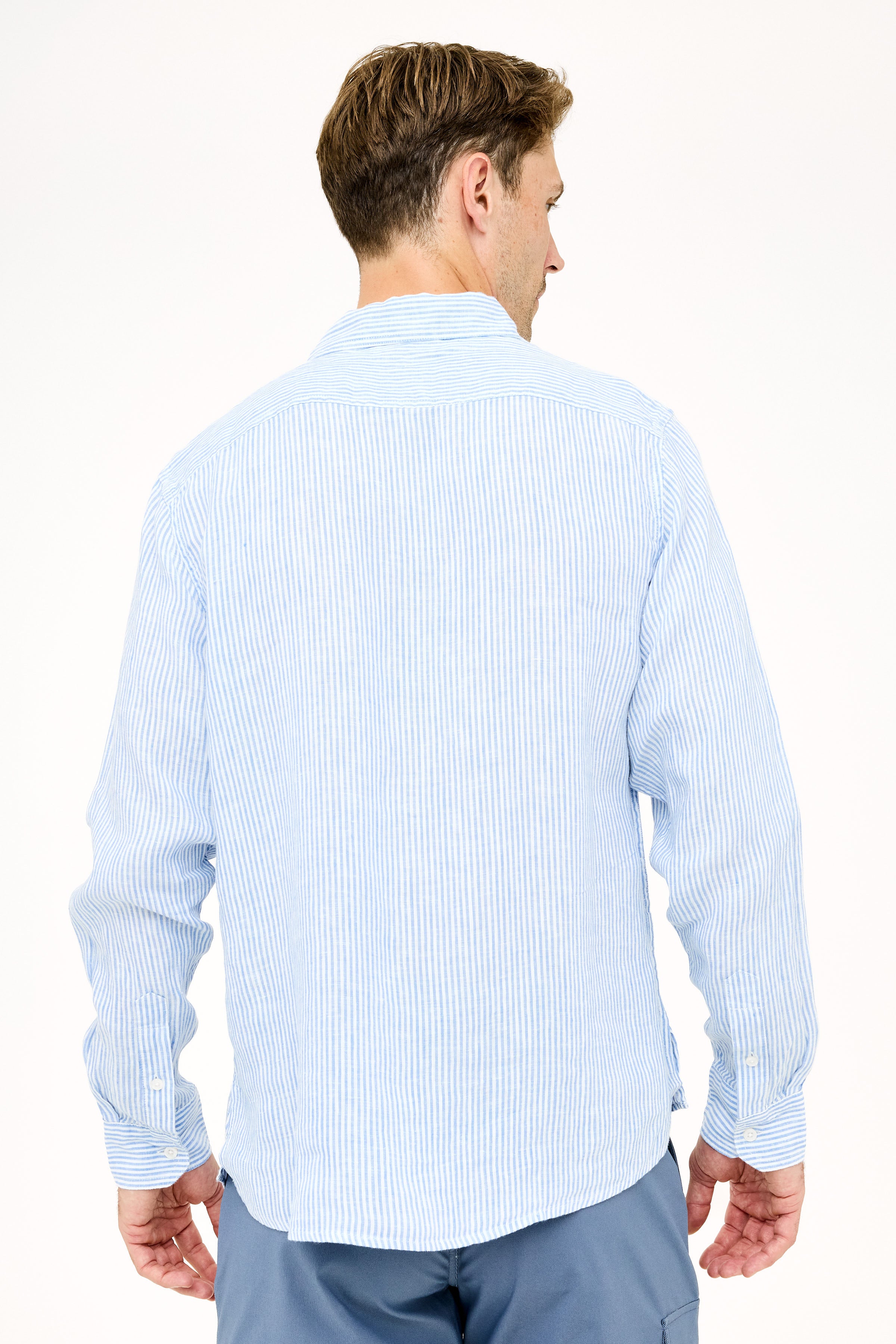 Striped Linen Shirt - Blue Stripe HIHO Striped Linen Shirt - Blue Stripe HIHO