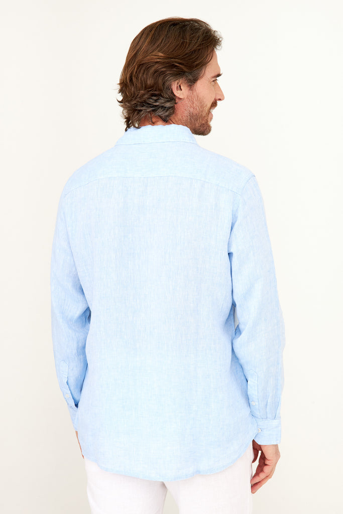 caribbean blue dress shirt Edwards 1291 Men's Batiste Cafe Shirt - Caribbean Blue