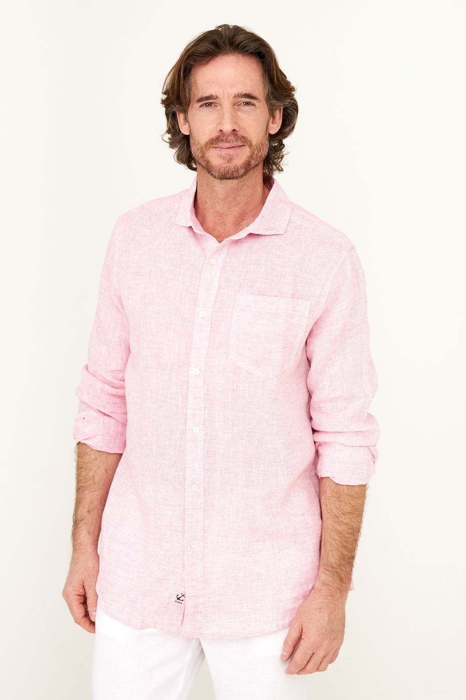 Soft Pink - Linen Shirt For Men