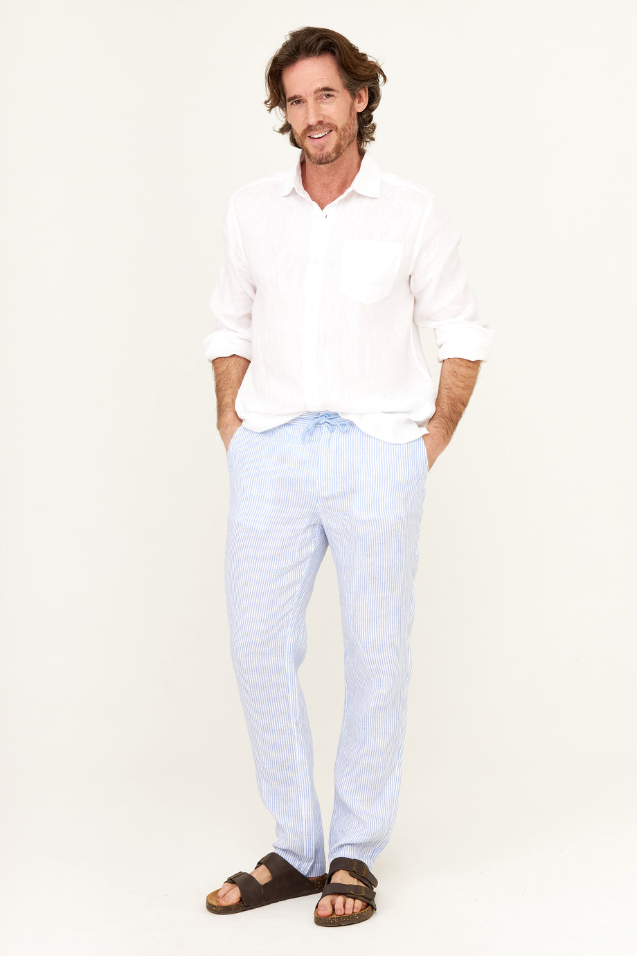 パンツ Barba Joke Straight Trousers In Light Blue Linen Barba Joke Straight Trousers In Light Blue Linen | THE LIST