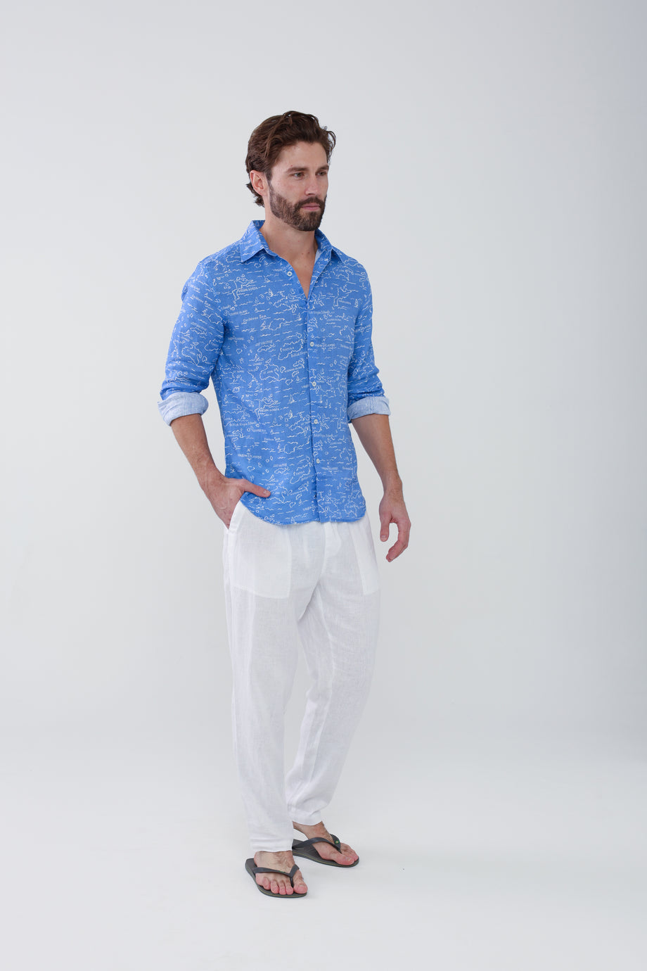 Jeremy Linen Shirt - Ultramarine VI Map – HIHO