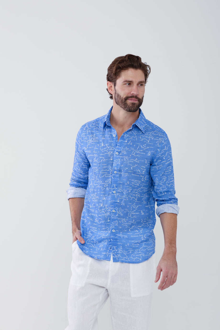 Jeremy Linen Shirt - Ultramarine VI Map – HIHO