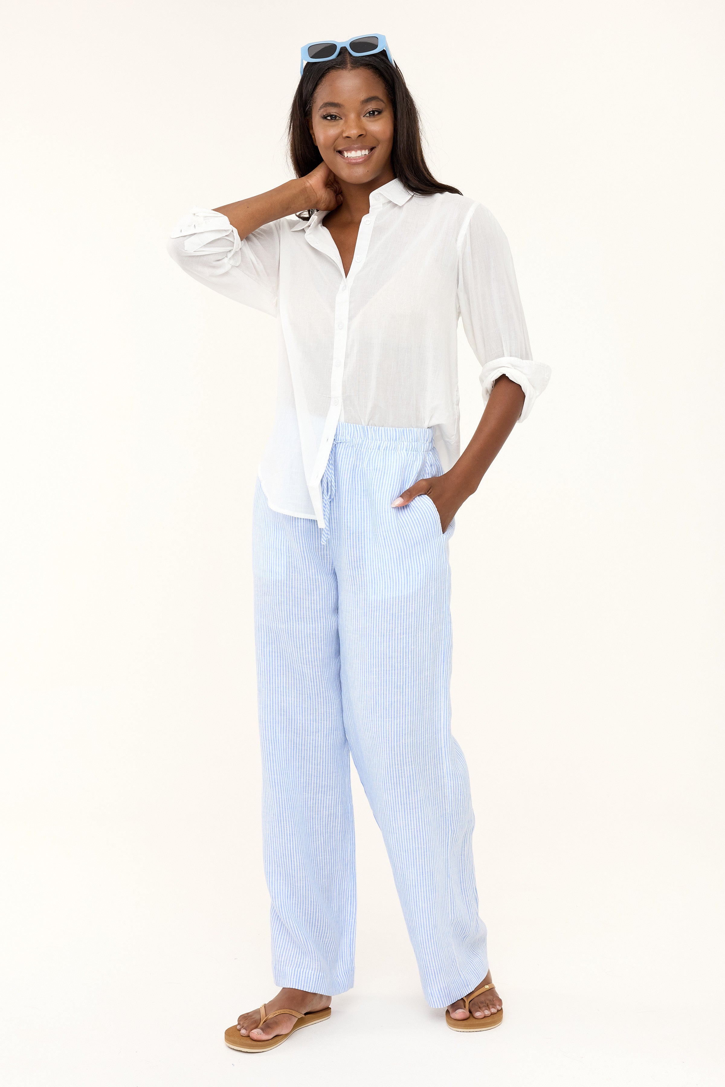 Mallorca Linen Pant - Blue Stripe – HIHO
