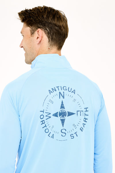 Tortola Compass UPF50 Zip Tech Shirt - Serenity Blue – HIHO