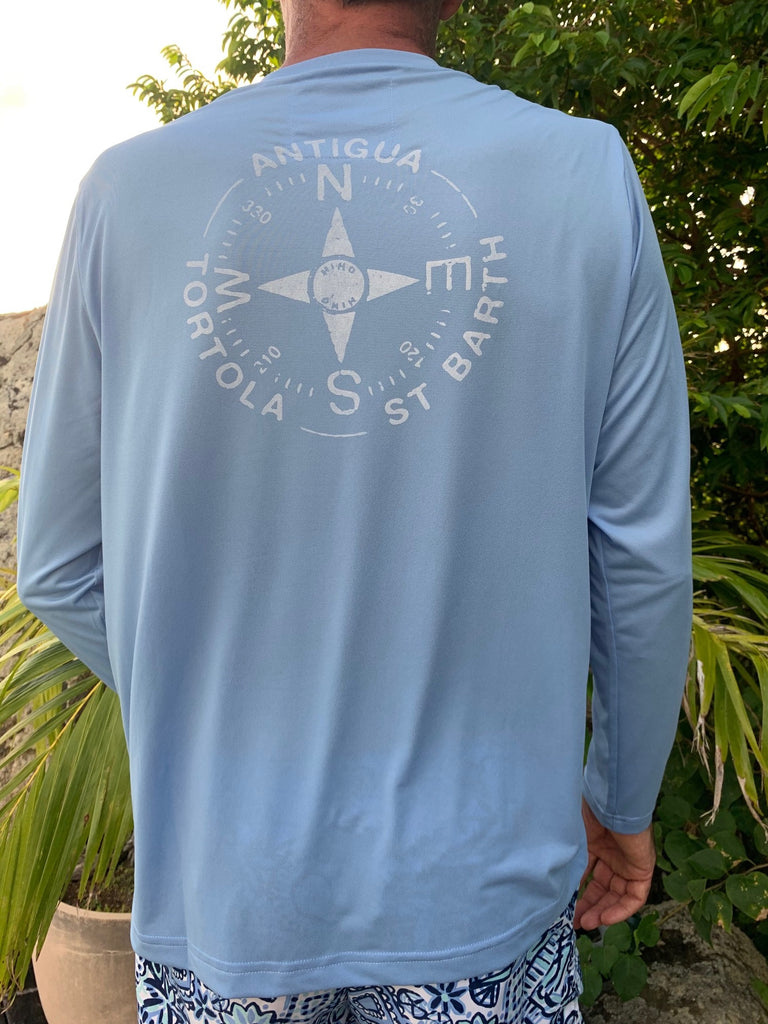 compass graphic with antigua, tortola & st barth