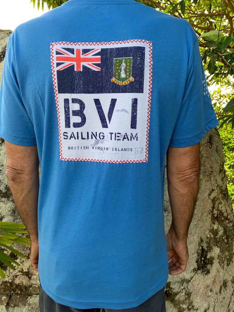 cotton t-shirt with nautical stitch BVI patch graphic