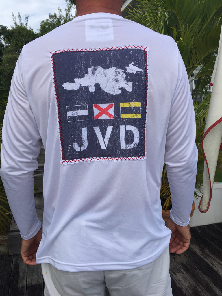 jost van dyke map on a upf50 shirt