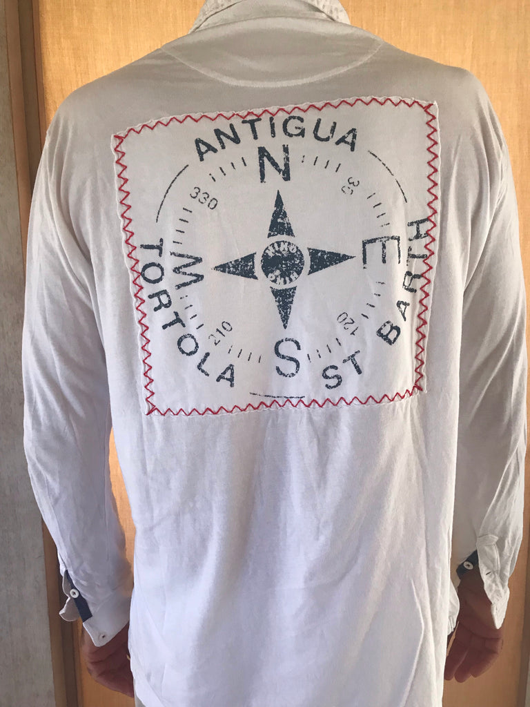 soft cotton shirt with compass patch graphic